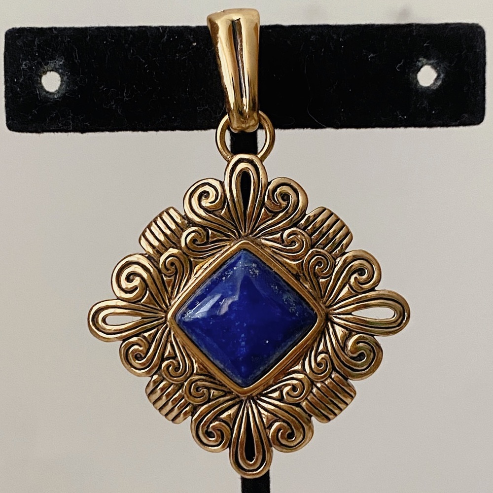 BARSE Jewelry Blue Lapis Gold Necklace Pendant Thailand